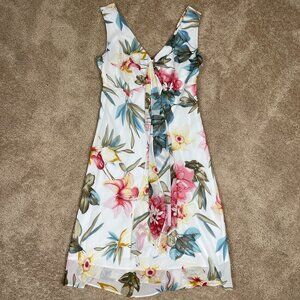 Venus Dress Womens 10 White Floral Vintage Y2K Babydoll Ruffle Feminine Bridal